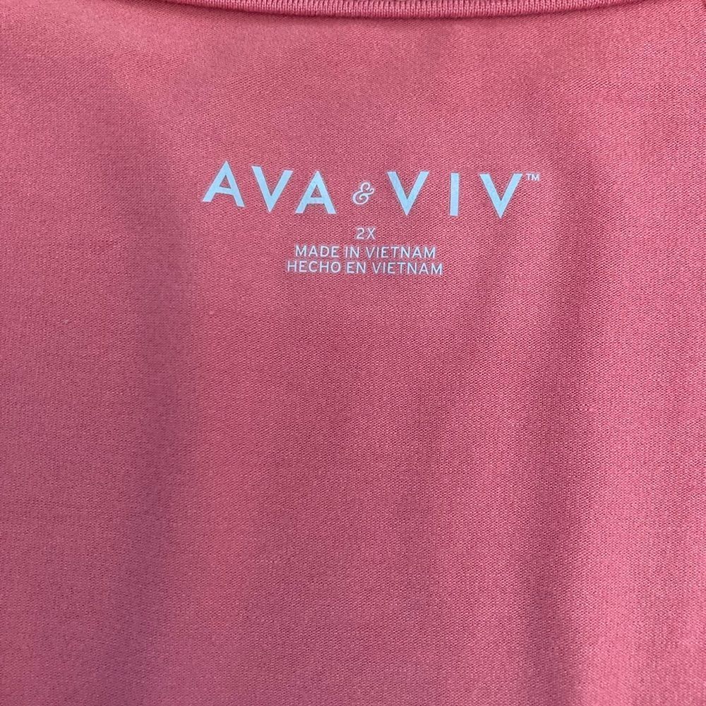 Ava and Viv Coral Long Sleeve Gathered Front Top Size 2X New With Tags - Picture 7 of 10